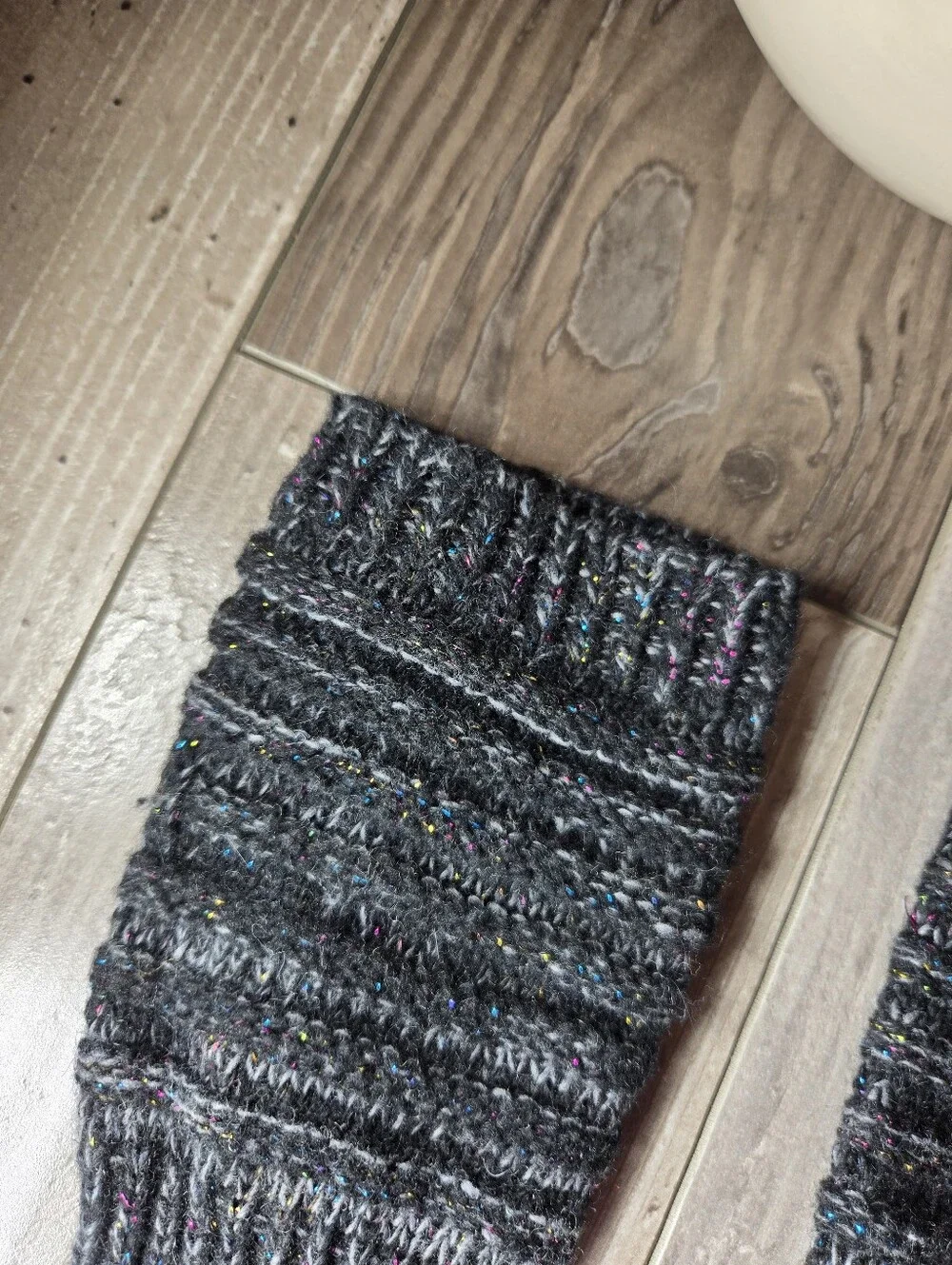 Knit Arm Warmers Dark Speckled Gray Charcoal Women’s One Size